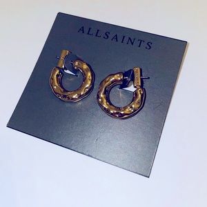 All Saints Hammered Gold Tone Huggies NWT